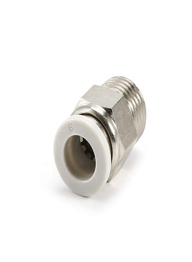 HOSEMART وصلات أنابيب هوائية من نوع دفع الهواء من نوع HOSEMART، مقاس 8 مم، 1/4 بوصة BSP ذكر (عبوة من قطعتين) - Image 1